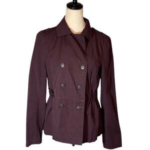 Ann Taylor LOFT Med Wine Double Breasted Cargo Utility Women’s Jacket